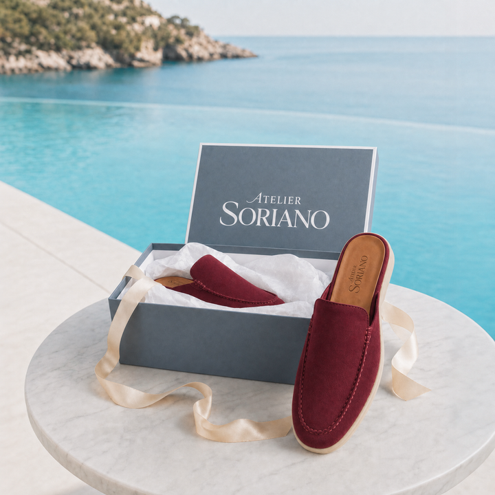 The Soriano Milano Suede Mule — Burgundy