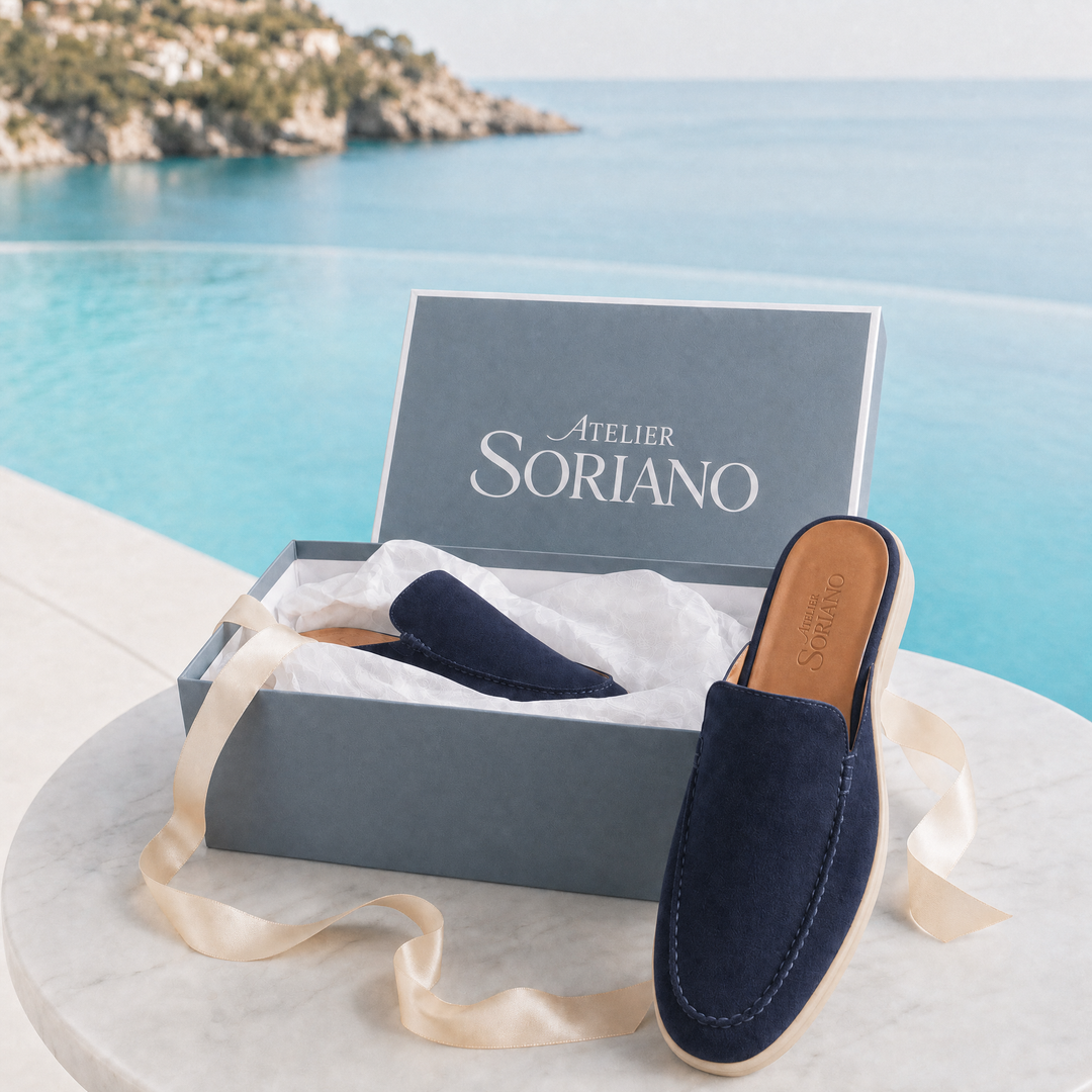 The Soriano Milano Suede Mule — Navy