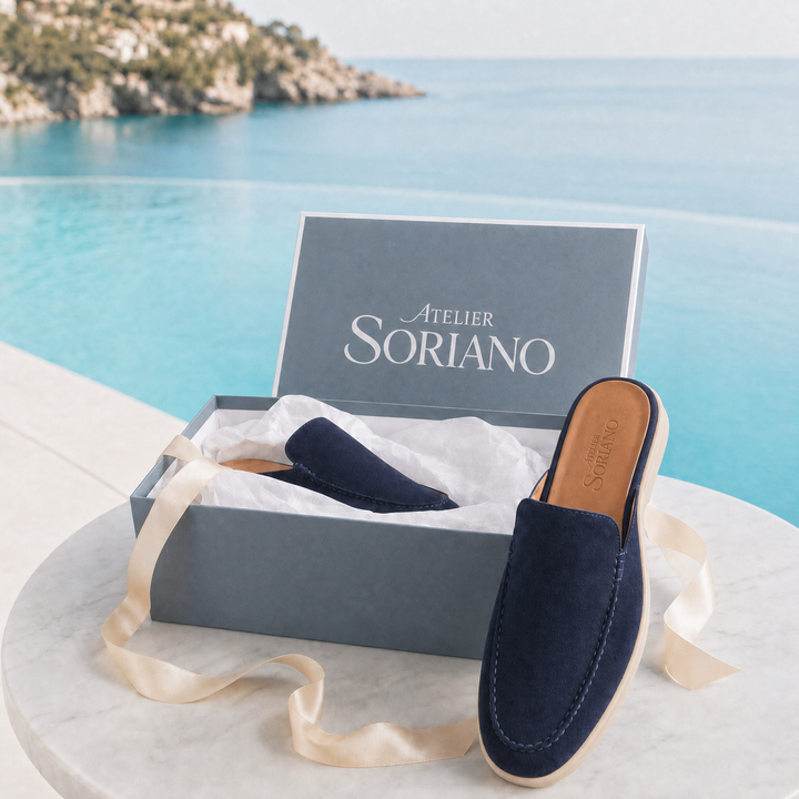 The Soriano Milano Suede Mule — Navy
