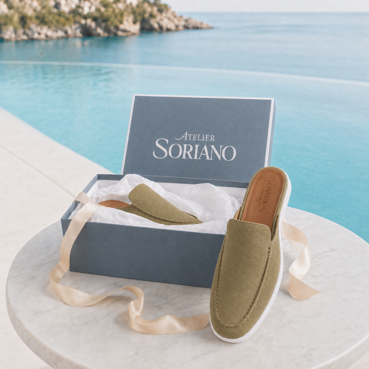 The Soriano Milano Suede Mule — Olive