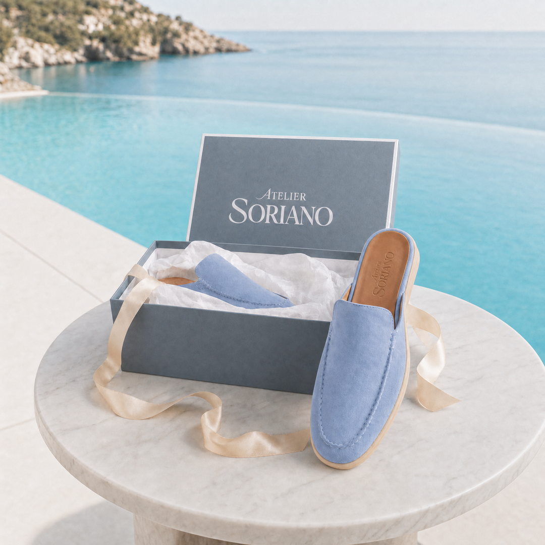 The Soriano Milano Suede Mule — Light Blue