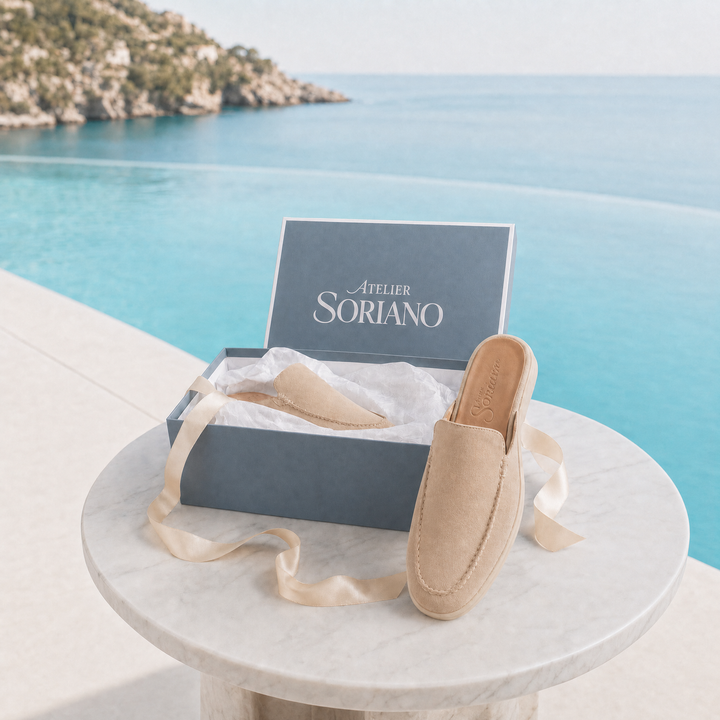 The Soriano Milano Suede Mule — Beige