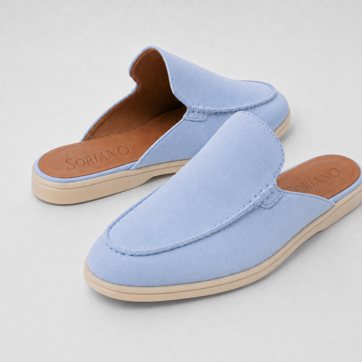 The Soriano Milano Suede Mule — Light Blue