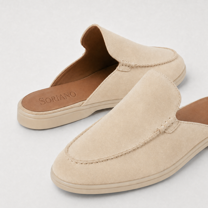 The Soriano Milano Suede Mule — Beige