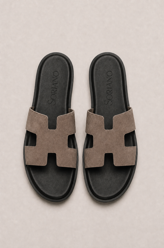 The Soriano Suede Sandal Taupe