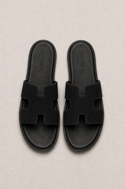 The Soriano Suede Sandal Black