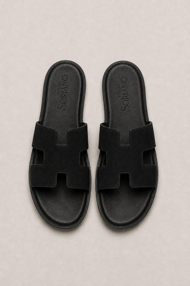 The Soriano Suede Sandal Black