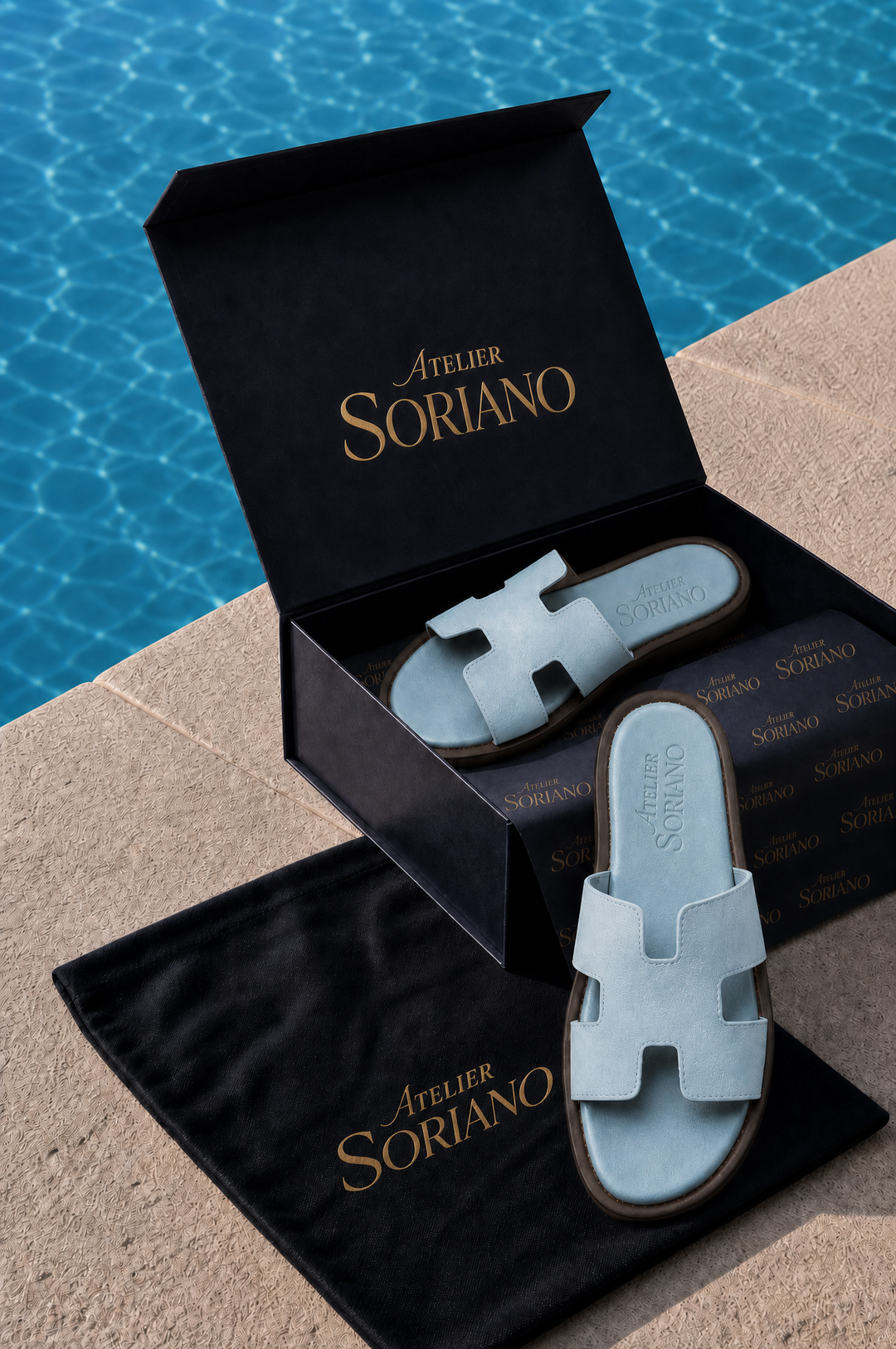 The Soriano Leather Sandal Baby Blue