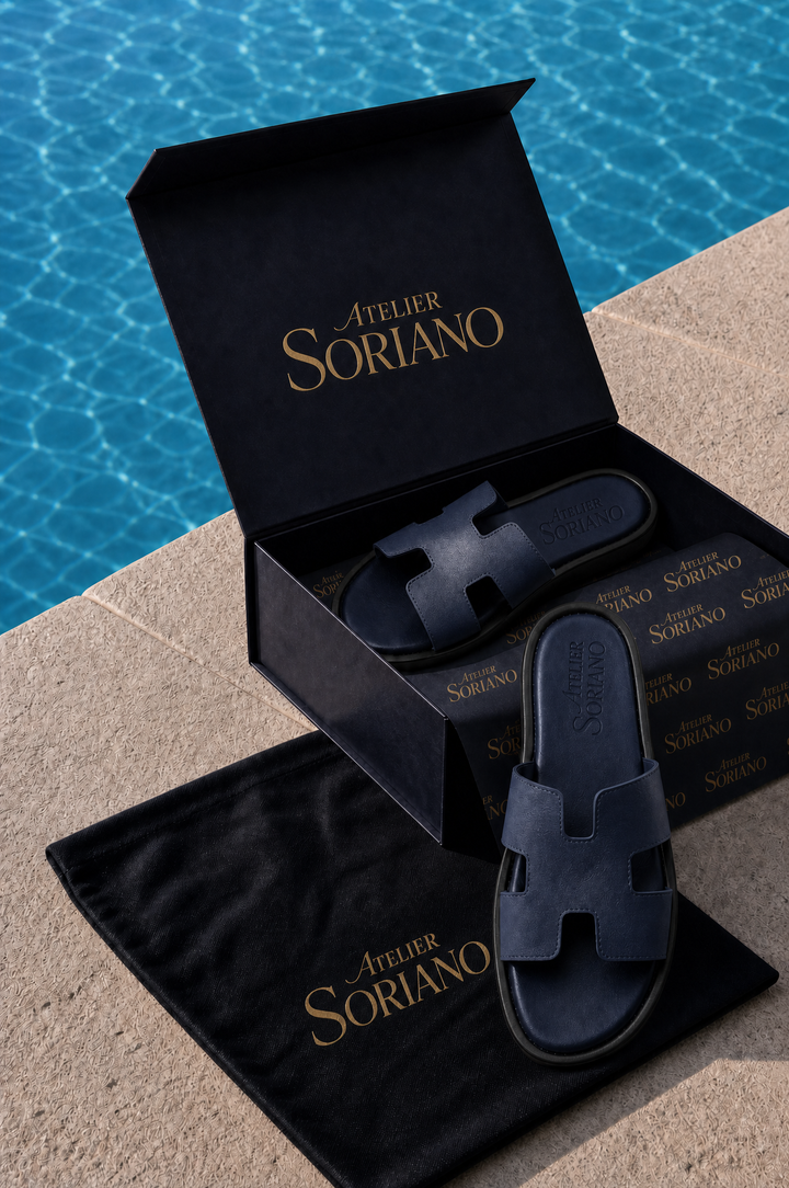 The Soriano Leather Sandal Blue