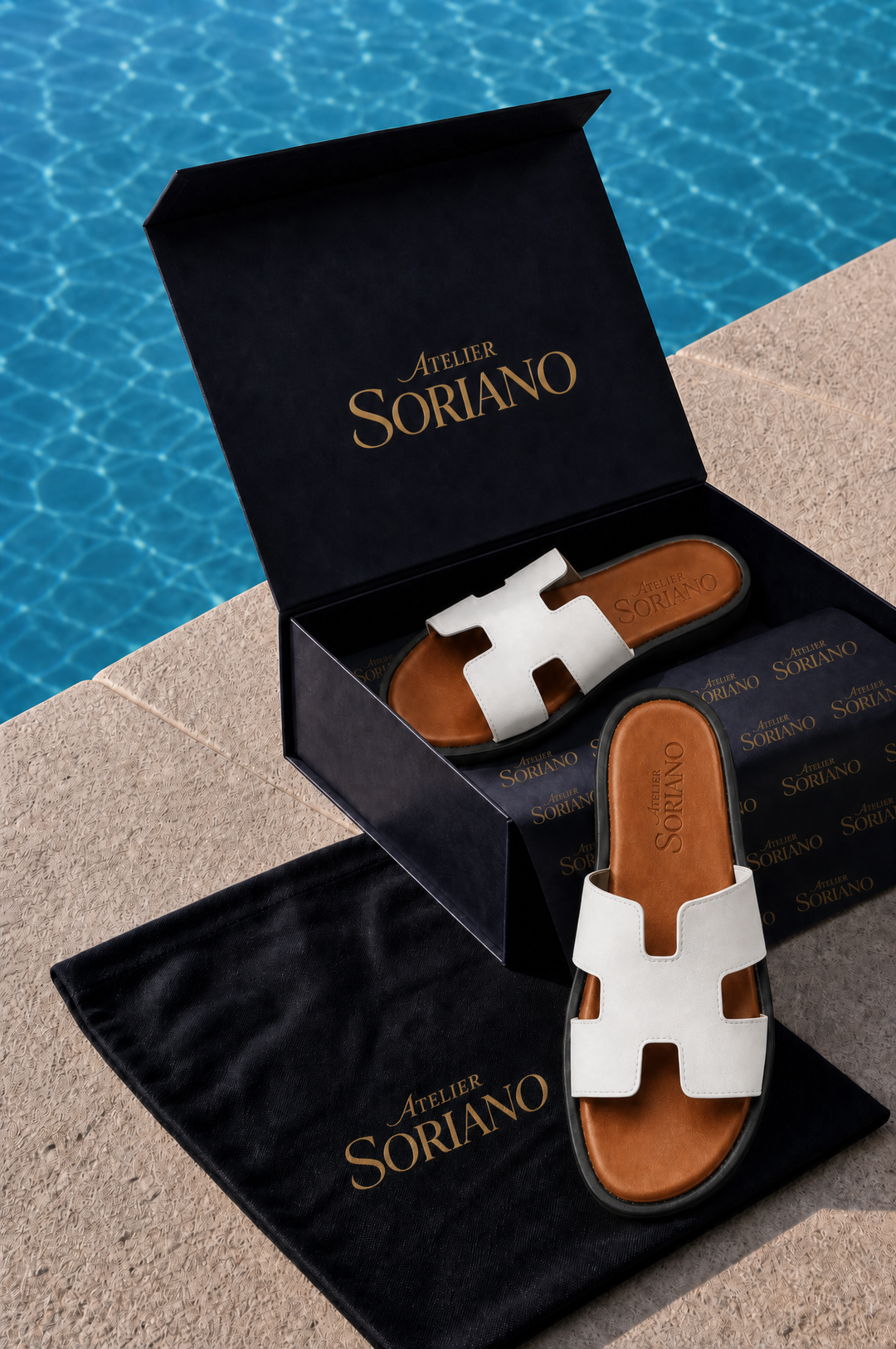 The Soriano Leather Sandal White/Brown