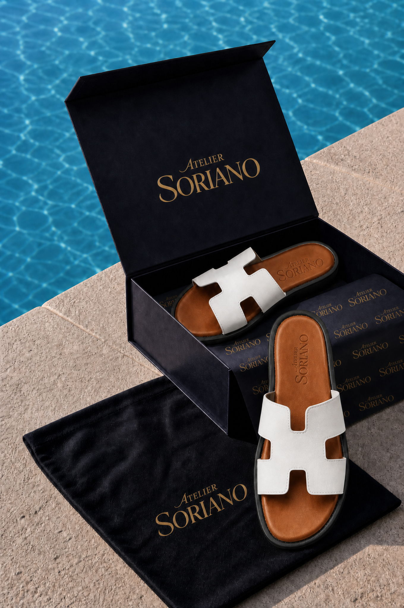 The Soriano Leather Sandal White/Brown