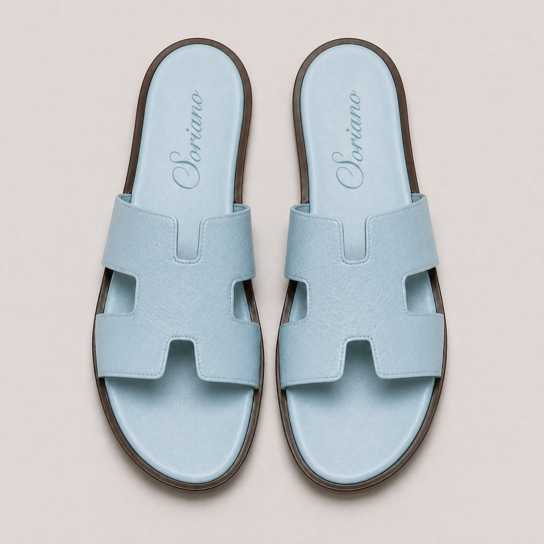 The Soriano Leather Sandal Baby Blue