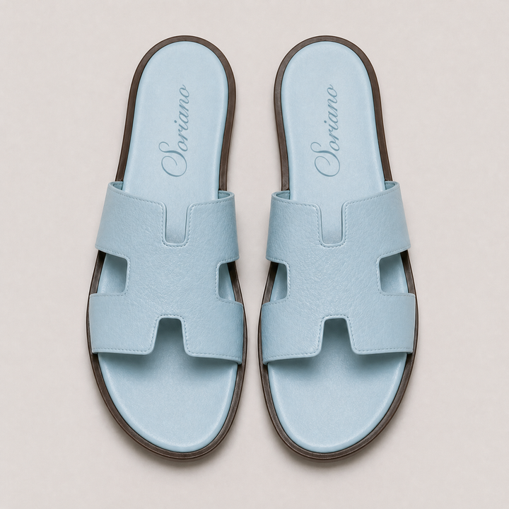The Soriano Leather Sandal Baby Blue