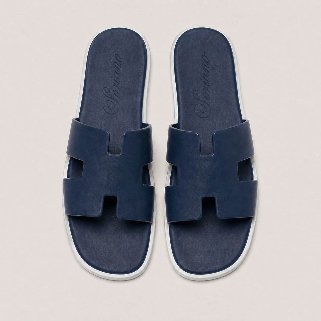 The Soriano Leather Sandal Blue/White