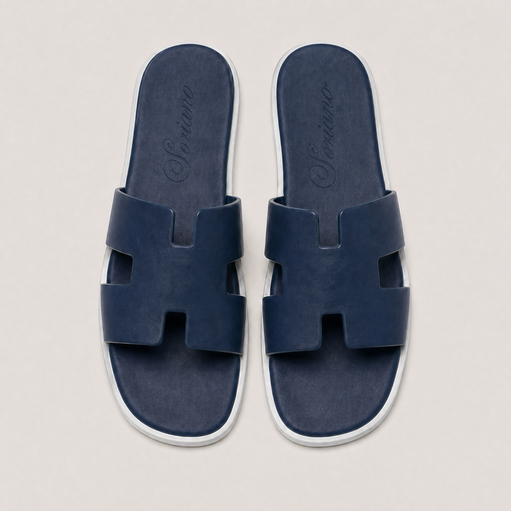 The Soriano Leather Sandal Blue/White