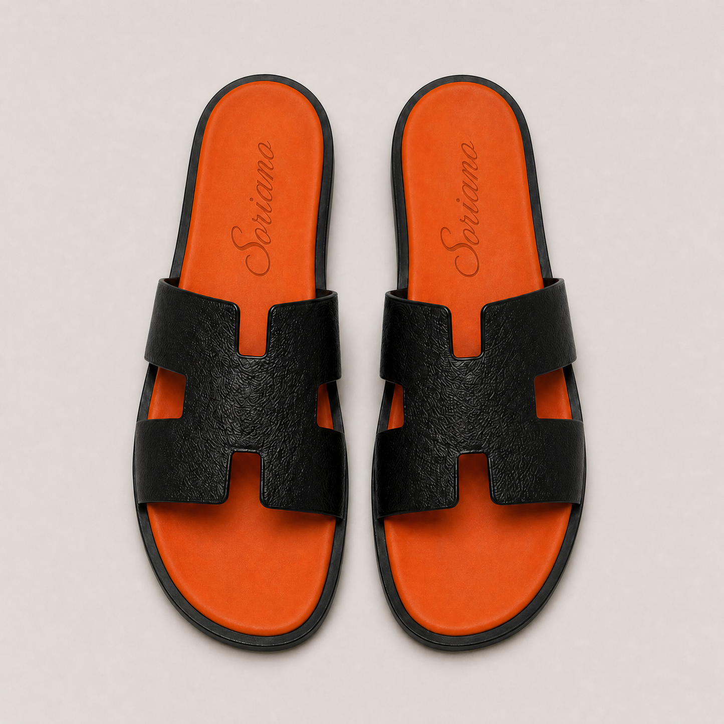The Soriano Leather Sandal Orange/Black