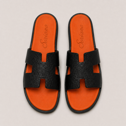 The Soriano Leather Sandal Orange/Black