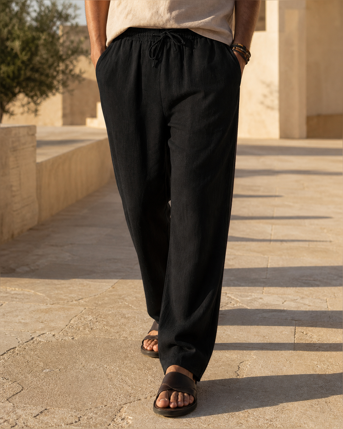 The Riviera Linen-Blend Drawstring Trouser