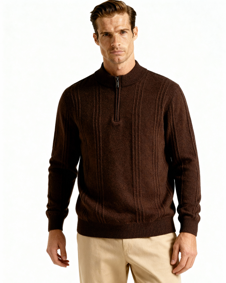 The Soriano Cashmere Ribbed Half Zip