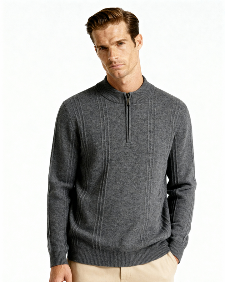 The Soriano Cashmere Ribbed Half Zip
