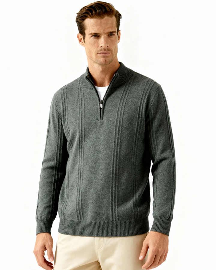 The Soriano Cashmere Ribbed Half Zip
