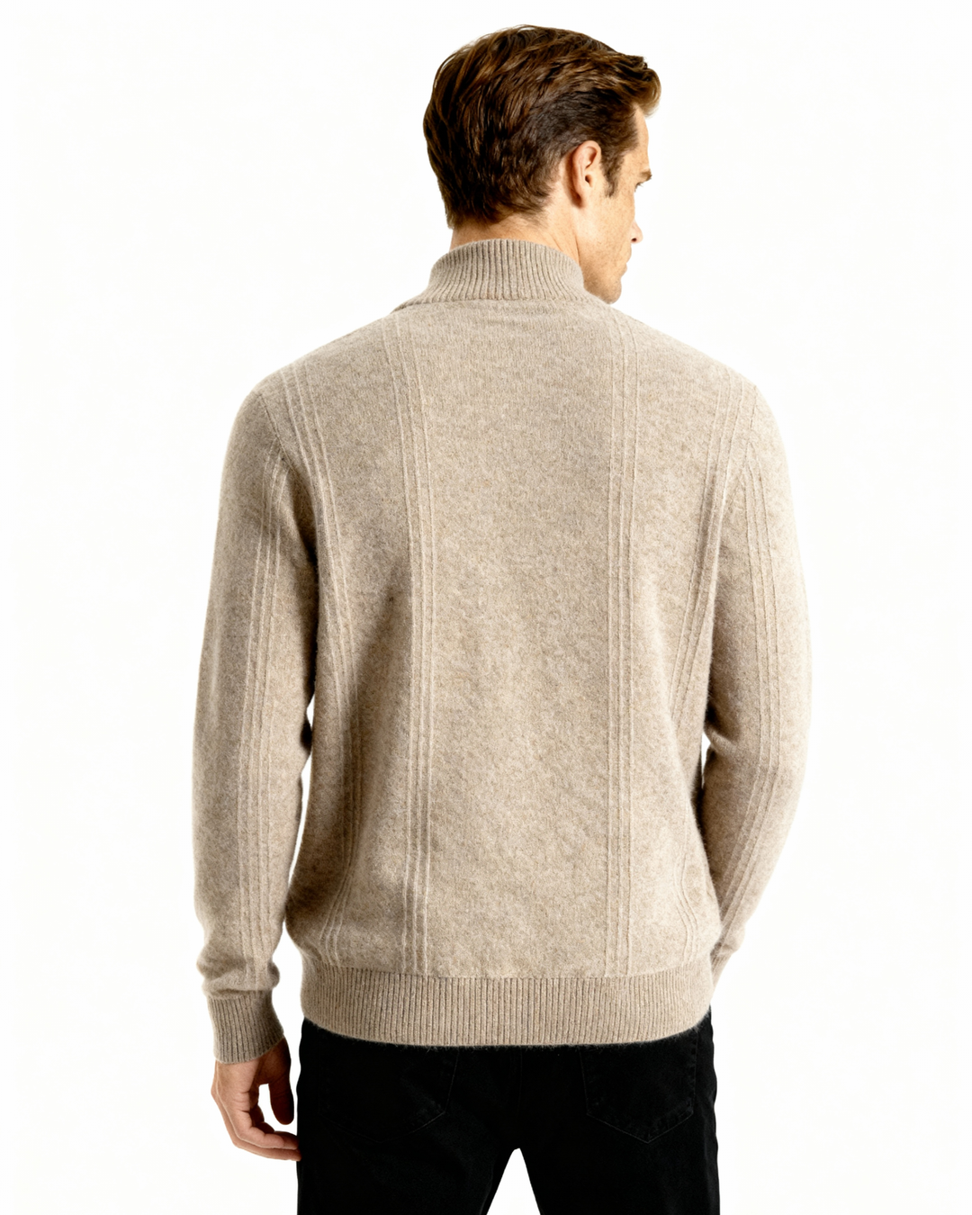The Soriano Cashmere Ribbed Half Zip