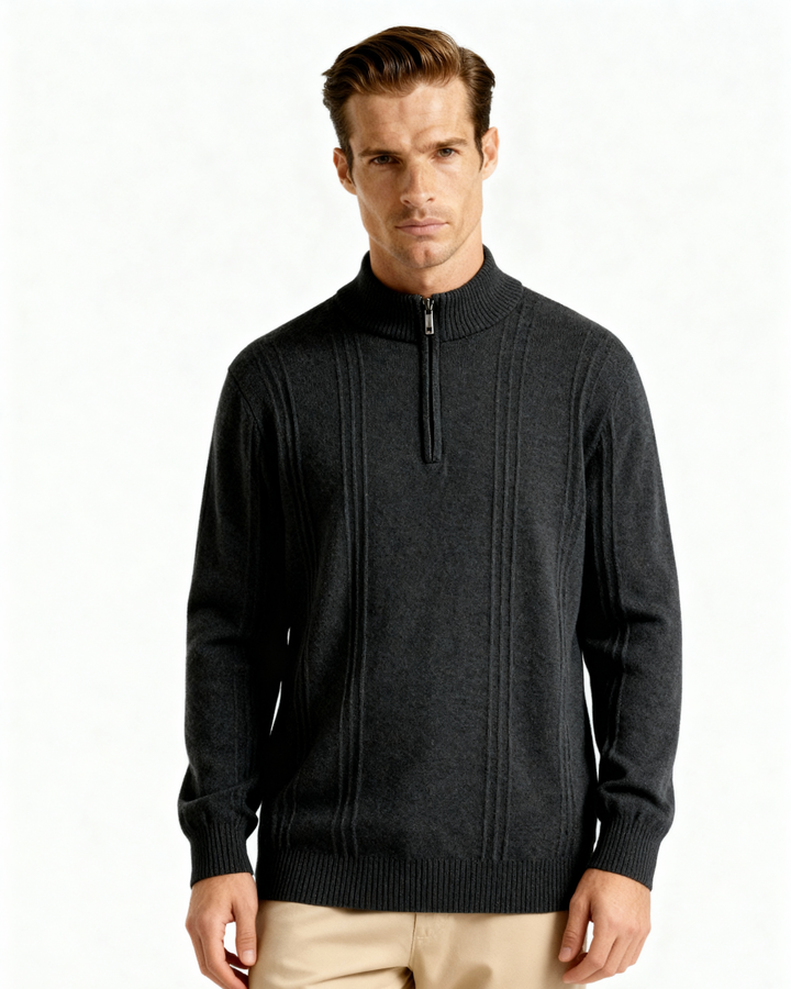 The Soriano Cashmere Ribbed Half Zip