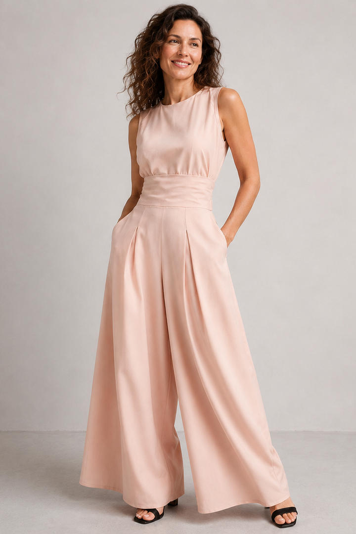 The Portofino Jumpsuit in Blush Pink